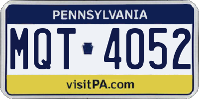 PA license plate MQT4052