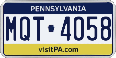 PA license plate MQT4058