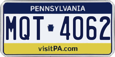 PA license plate MQT4062