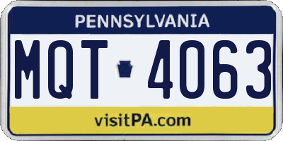 PA license plate MQT4063