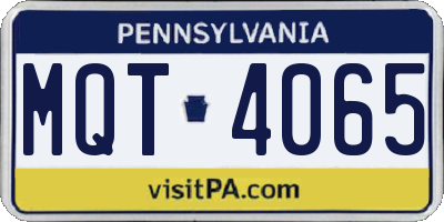 PA license plate MQT4065