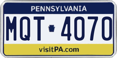 PA license plate MQT4070
