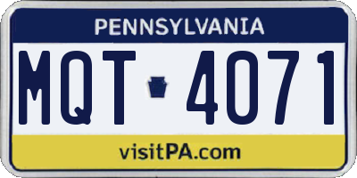 PA license plate MQT4071