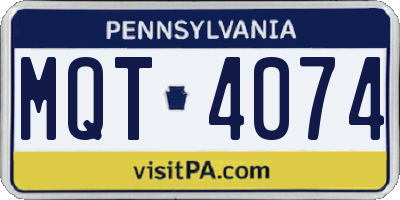 PA license plate MQT4074