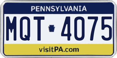 PA license plate MQT4075