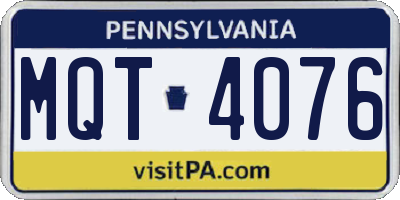 PA license plate MQT4076