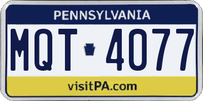 PA license plate MQT4077