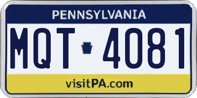 PA license plate MQT4081