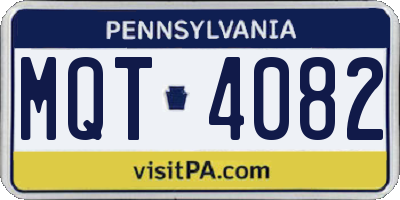 PA license plate MQT4082