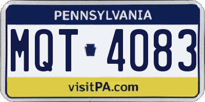 PA license plate MQT4083