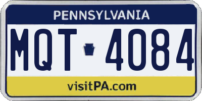PA license plate MQT4084