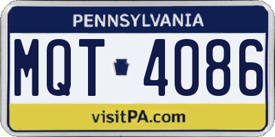 PA license plate MQT4086
