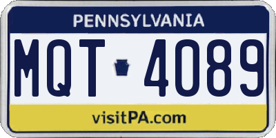 PA license plate MQT4089