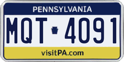 PA license plate MQT4091