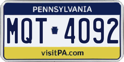 PA license plate MQT4092