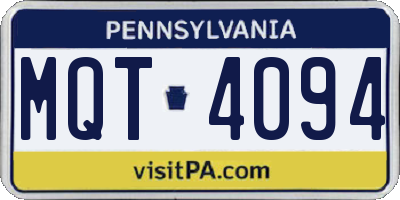 PA license plate MQT4094