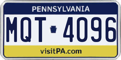 PA license plate MQT4096