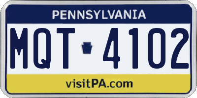 PA license plate MQT4102