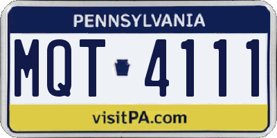 PA license plate MQT4111
