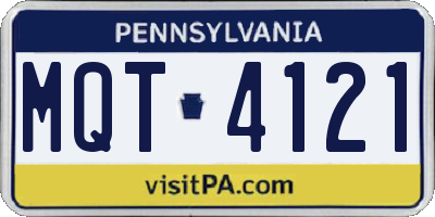 PA license plate MQT4121