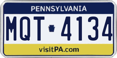PA license plate MQT4134