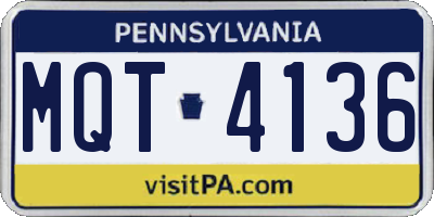 PA license plate MQT4136