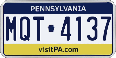 PA license plate MQT4137