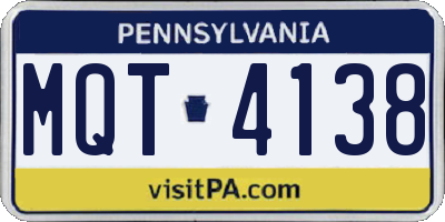 PA license plate MQT4138