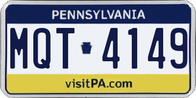 PA license plate MQT4149