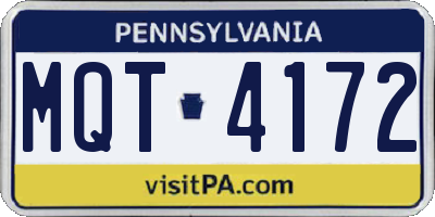PA license plate MQT4172