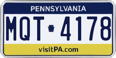 PA license plate MQT4178
