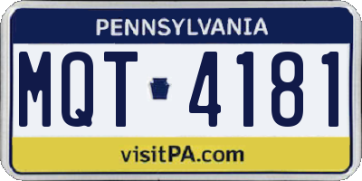 PA license plate MQT4181
