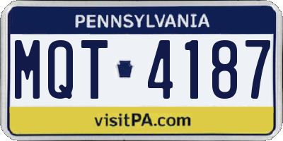 PA license plate MQT4187