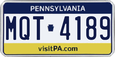 PA license plate MQT4189