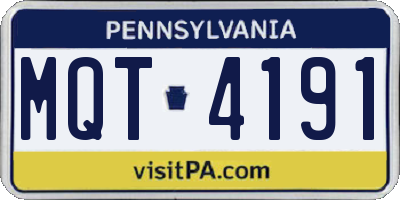 PA license plate MQT4191
