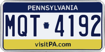 PA license plate MQT4192
