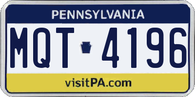 PA license plate MQT4196