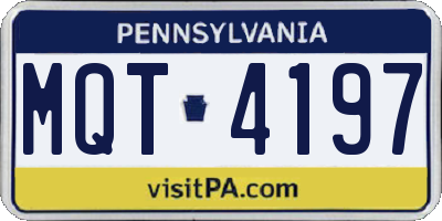 PA license plate MQT4197
