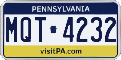 PA license plate MQT4232