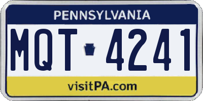 PA license plate MQT4241