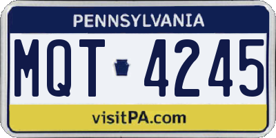 PA license plate MQT4245