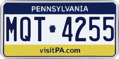 PA license plate MQT4255