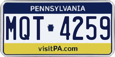 PA license plate MQT4259
