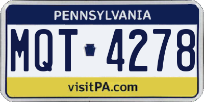 PA license plate MQT4278