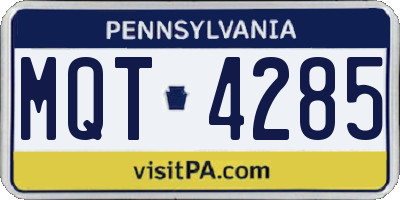 PA license plate MQT4285
