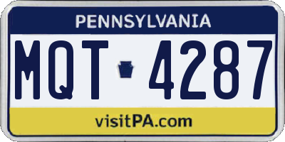 PA license plate MQT4287