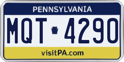 PA license plate MQT4290