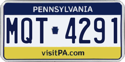 PA license plate MQT4291