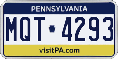 PA license plate MQT4293