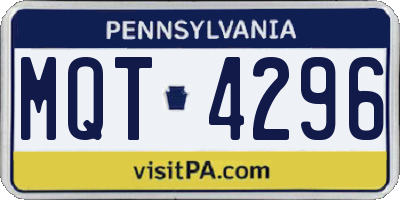 PA license plate MQT4296